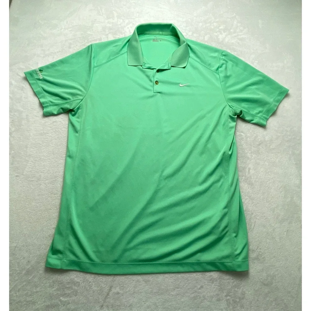 Nike Golf Dri-FIT Polo Shirt Mens XL Green Irish Open Shamrock Logo Short Sleeve